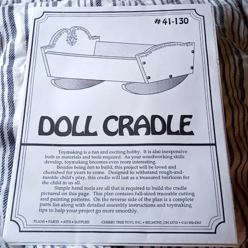 Doll Cradle, new plan, by cherry tree.